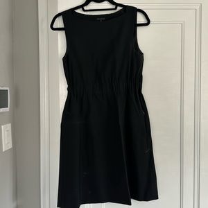 Black theory shift dress with ruched waist